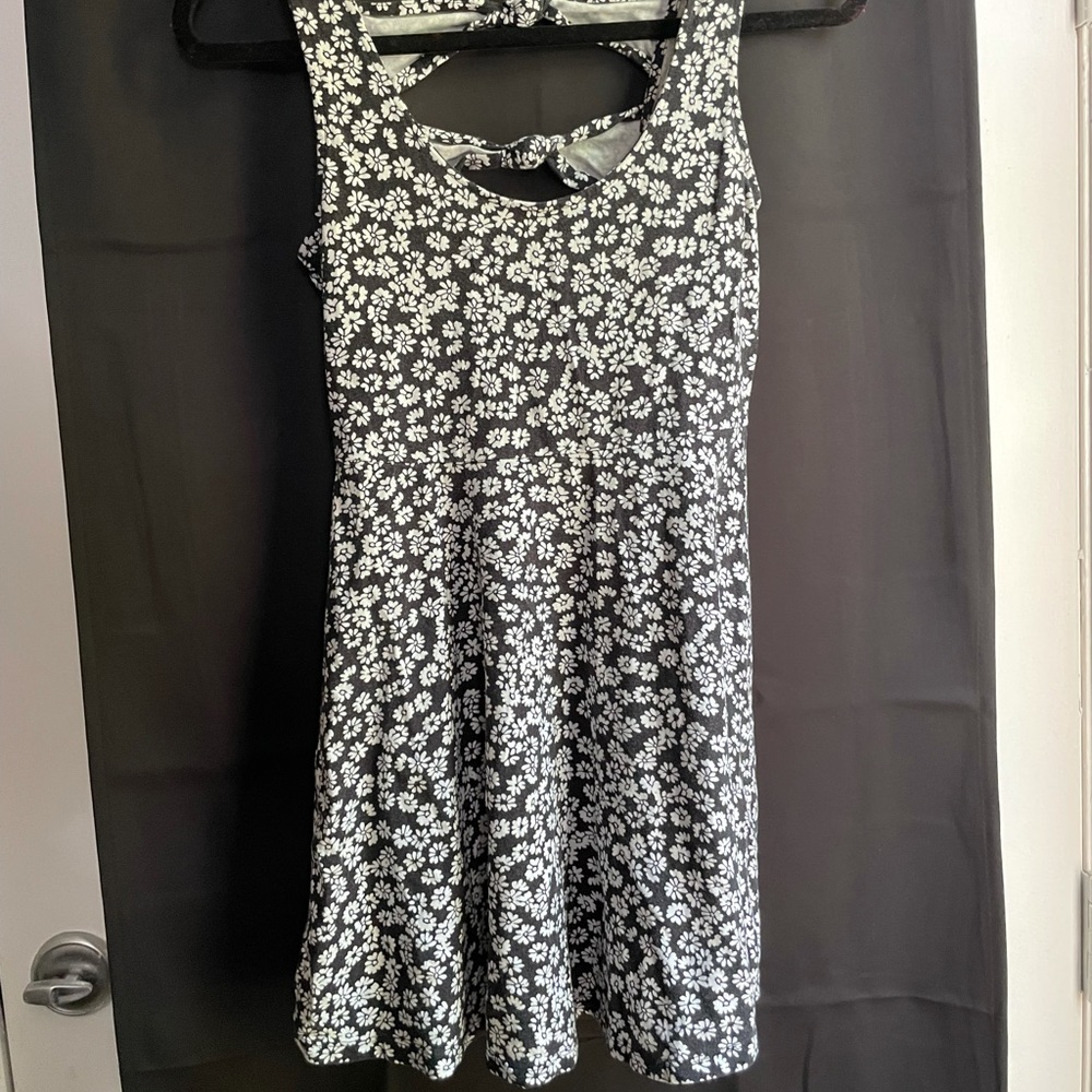 Black floral mini dress